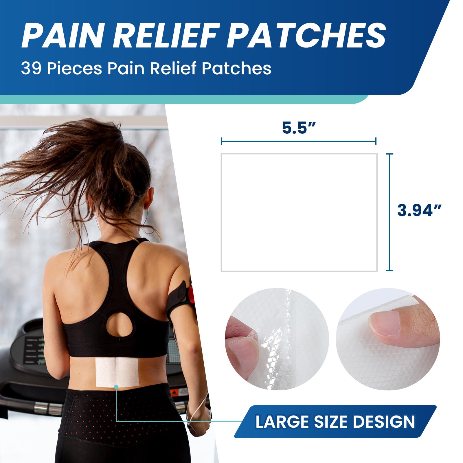 Sumifun 4% Lidocaine Patches,Maximum Strength Pain Relieving Patch Back, Shoulder, Joints, Knee Pain Relief and Muscle Soreness - 8 Hour Pain Relief (39 Count(Pack of 1)) - TrustMedUSA