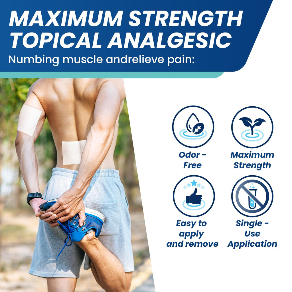 Sumifun 4% Lidocaine Patches,Maximum Strength Pain Relieving Patch Back, Shoulder, Joints, Knee Pain Relief and Muscle Soreness - 8 Hour Pain Relief (39 Count(Pack of 1)) - TrustMedUSA