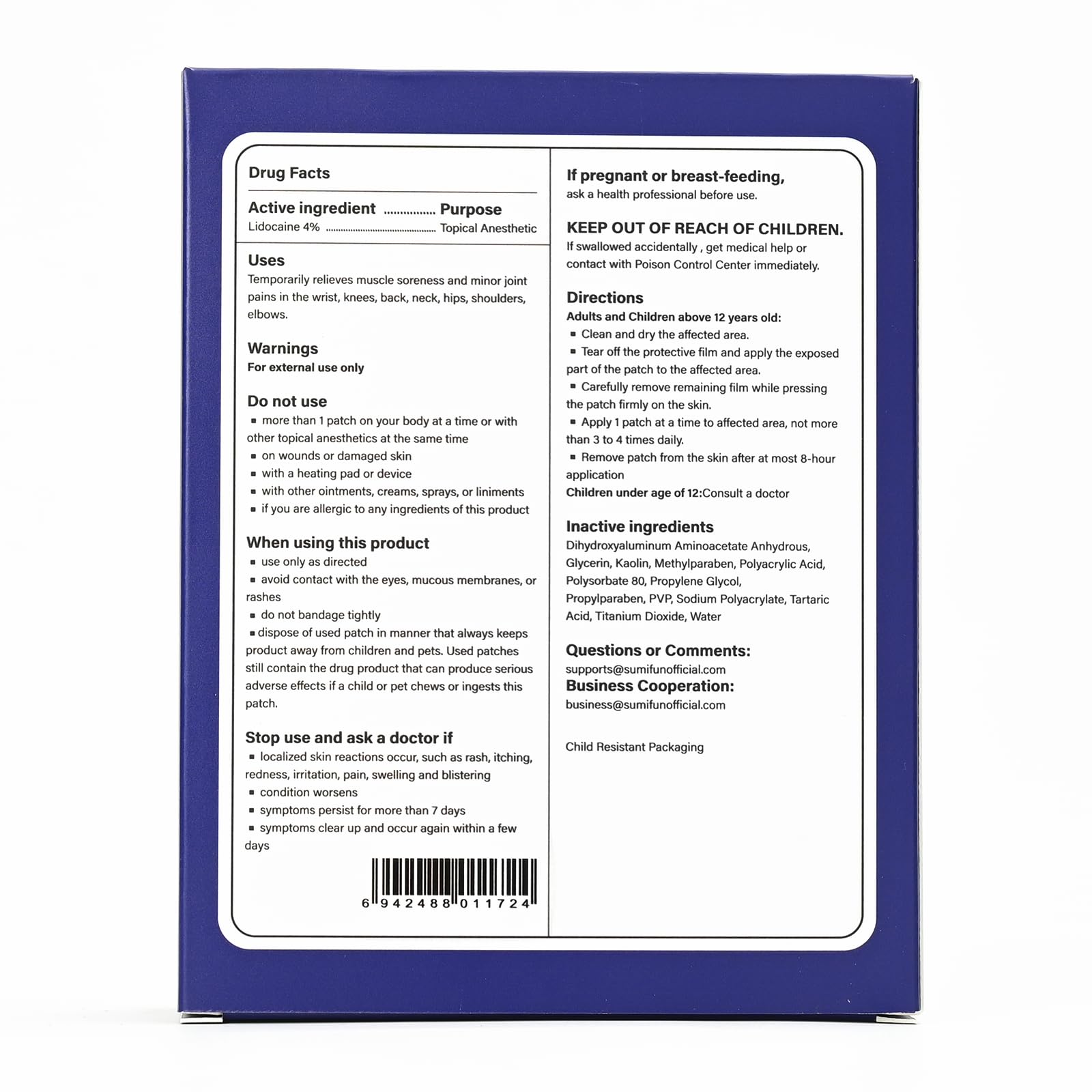 Sumifun 4% Lidocaine XL Pain Patches | Extra Large 4.72"x7.87" for Full Back & Thigh Coverage | Maximum Strength OTC Numbing | 8-Hour Medical Adhesion (X-Large, Count, 10) - TrustMedUSA