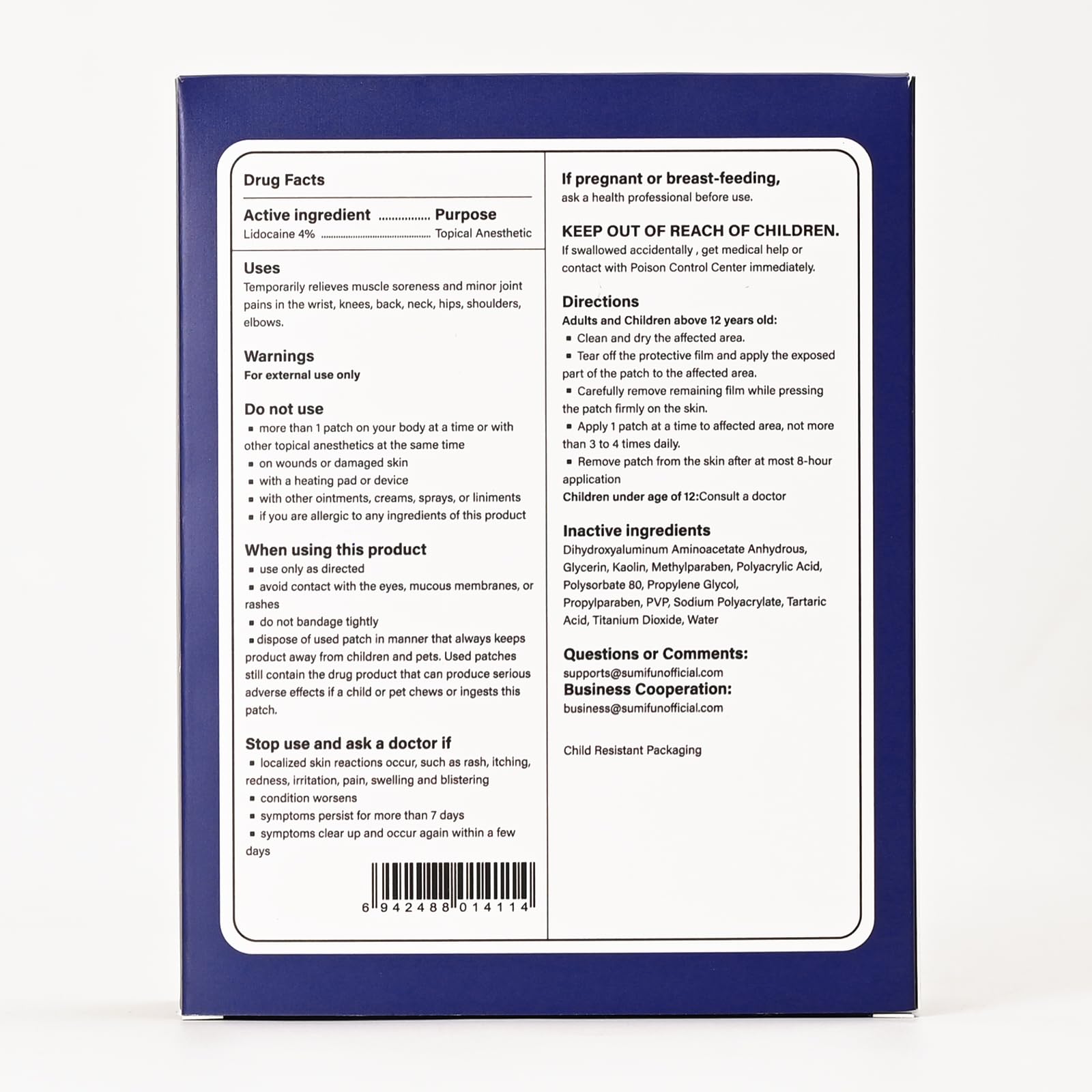 Sumifun 4% Lidocaine XL Pain Patches | Extra Large 4.72"x7.87" for Full Back & Thigh Coverage | Maximum Strength OTC Numbing | 8-Hour Medical Adhesion (X-Large, Count, 18) - TrustMedUSA