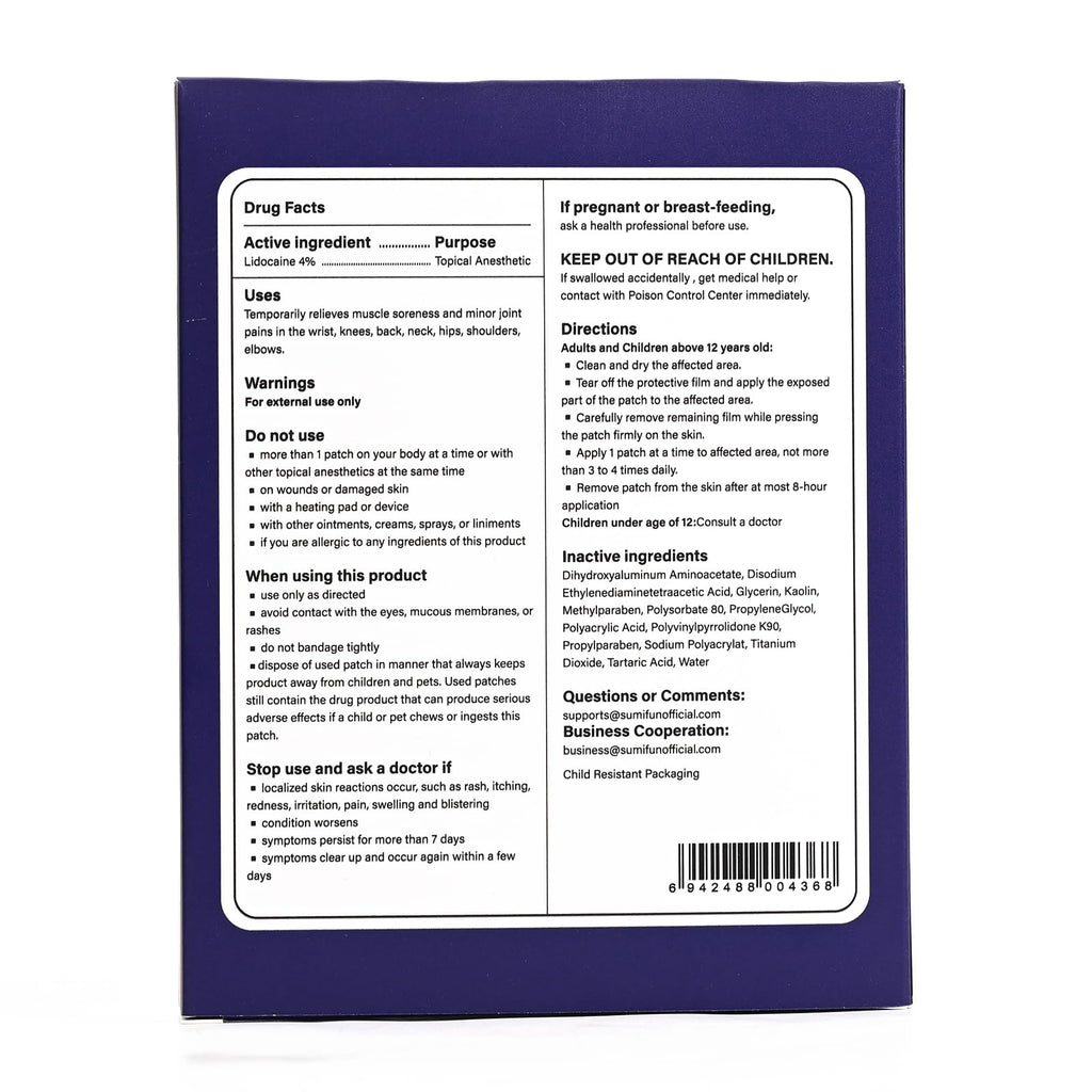 Sumifun XL Lidocaine Patches for Pain Relief, 4% Lidocaine Maximum Strength OTC, Extra Large 4.72"x7.87" for Full Back Pain Patches & Large Areas, 5 Count - TrustMedUSA