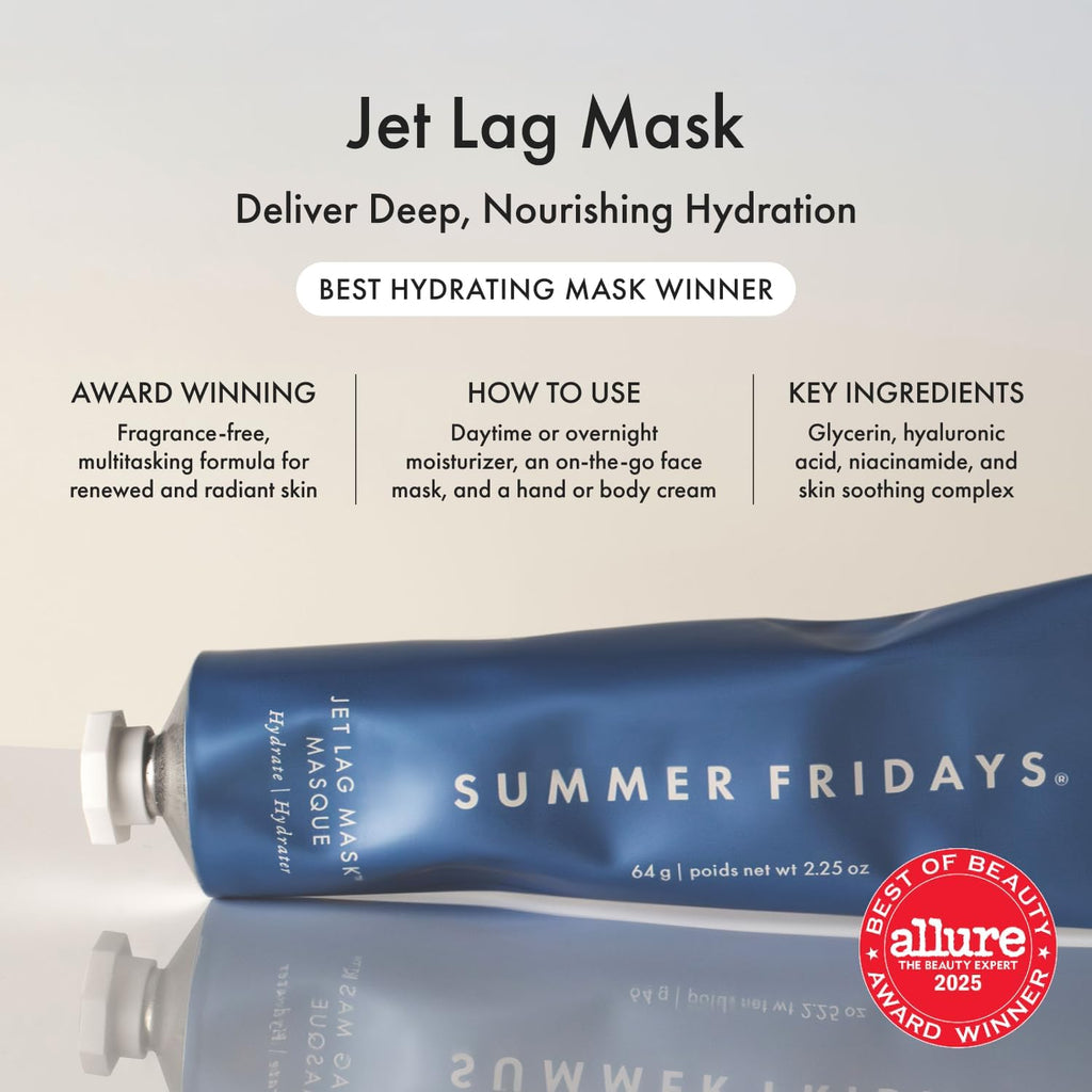 Summer Fridays Jet Lag Mask - Hydrating Face Moisturizer + Mask - Enriched with Hyaluronic Acid, Niacinamide, Glycerin + Antioxidants Helps Nourish Skin for a Renewed + Radiant Complexion (2.25 Oz) - TrustMedUSA