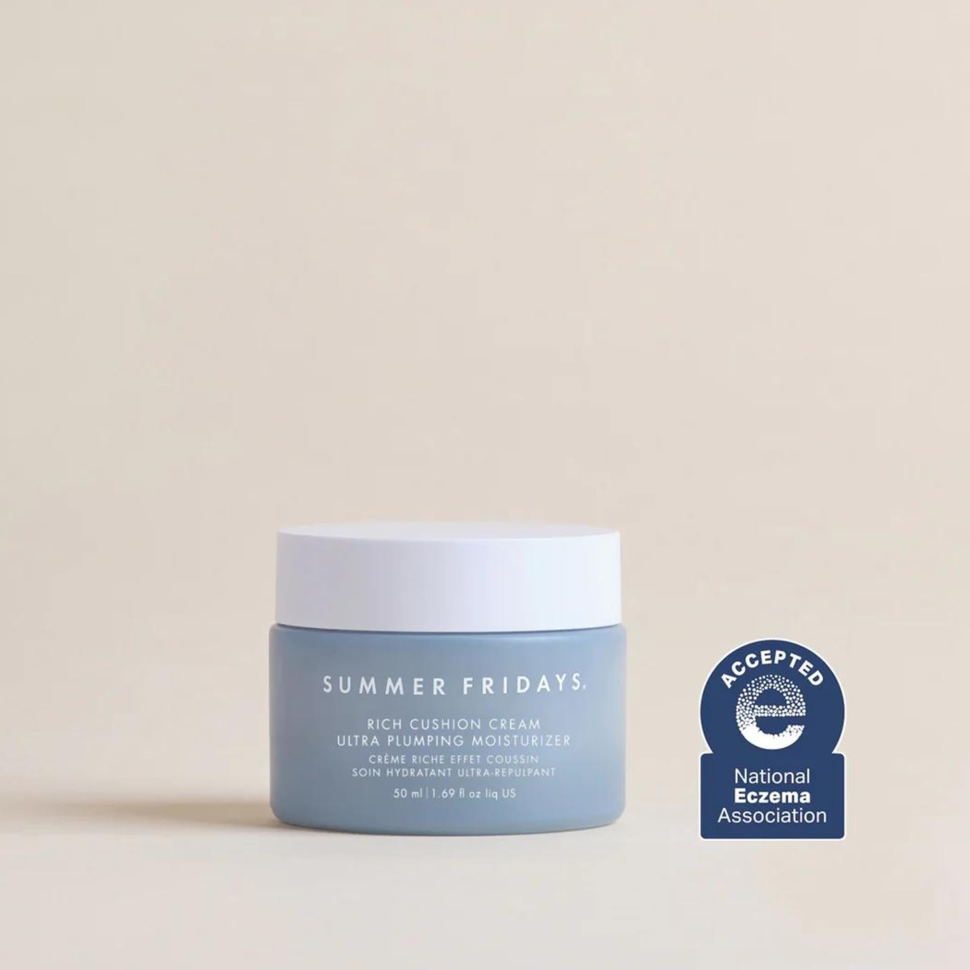 Summer Fridays Rich Cushion Face Cream - Ultra Plumping Barrier Repair Cream + Makeup Primer - Infuses Skin with Rich Hydration from Glycerin + Squalane - Non-Comedogenic + Fragrance-Free (1.69 Oz) - TrustMedUSA