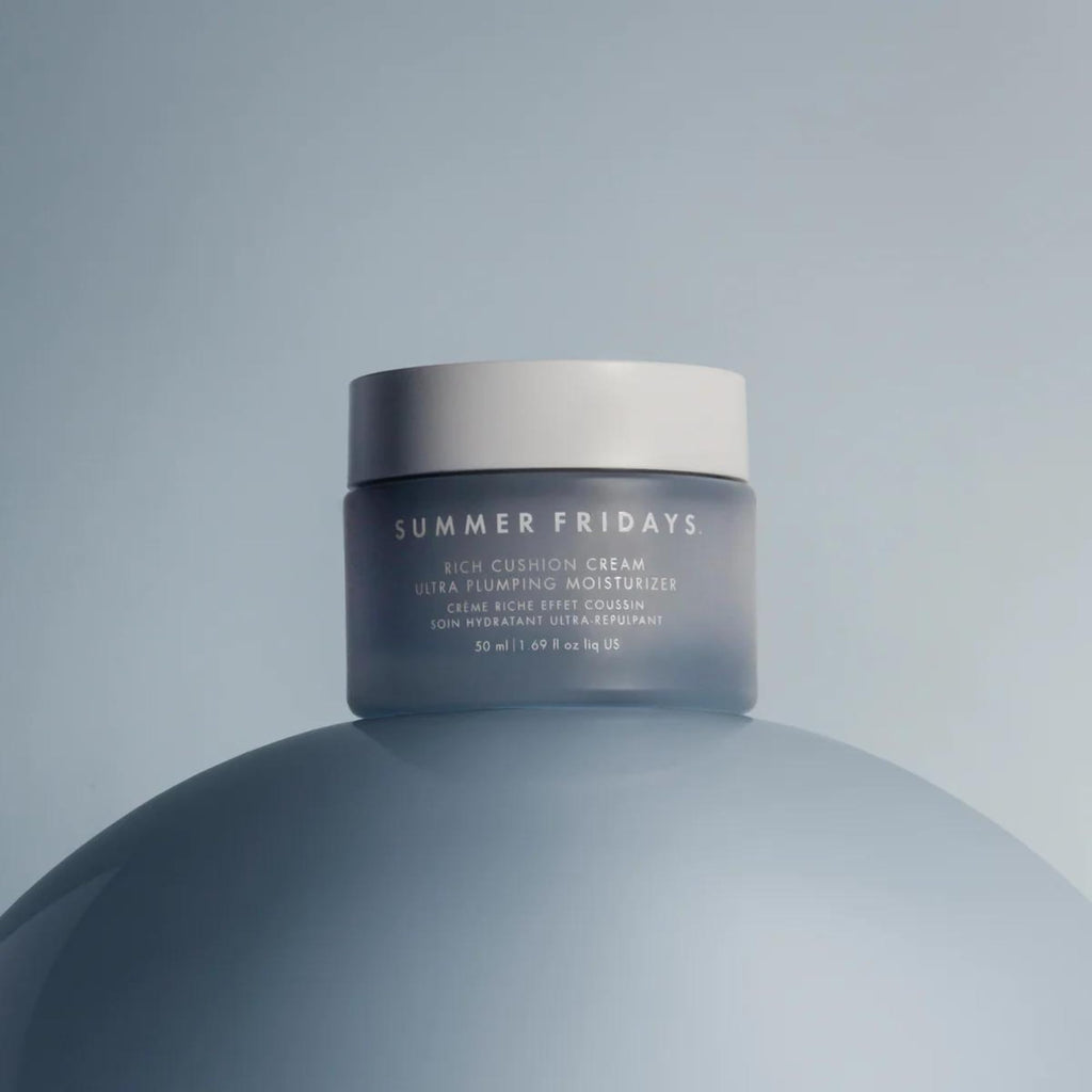 Summer Fridays Rich Cushion Face Cream - Ultra Plumping Barrier Repair Cream + Makeup Primer - Infuses Skin with Rich Hydration from Glycerin + Squalane - Non-Comedogenic + Fragrance-Free (1.69 Oz) - TrustMedUSA