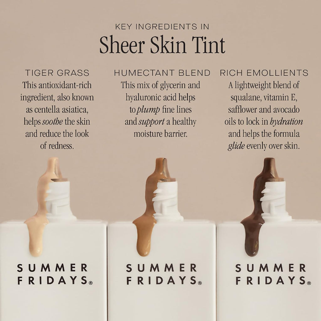 Summer Fridays Sheer Skin Tint - Skin Tint with Hyaluronic Acid - Helps Diminish Uneven Skin Tone - Sheer to Light Coverage - Shade 5 - Medium with Warm Neutral Undertones (1 Fl Oz) - TrustMedUSA