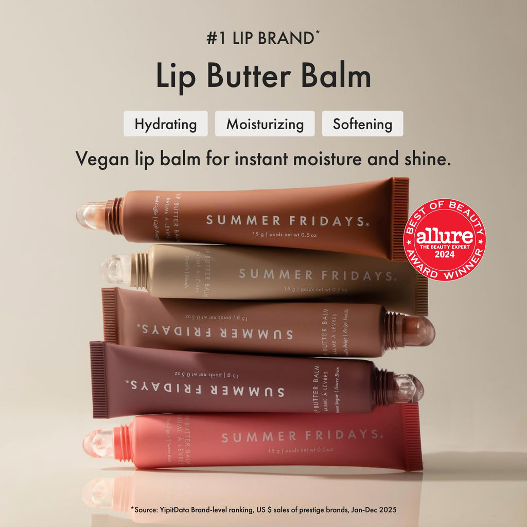 Summer Fridays Tinted Lip Butter Balm - Conditioning Vegan Lip Balm for Instant Moisture, Shine & Hydration - Sheer-Tinted, Soothing Skincare - Vanilla Beige (.5 Oz) - TrustMedUSA