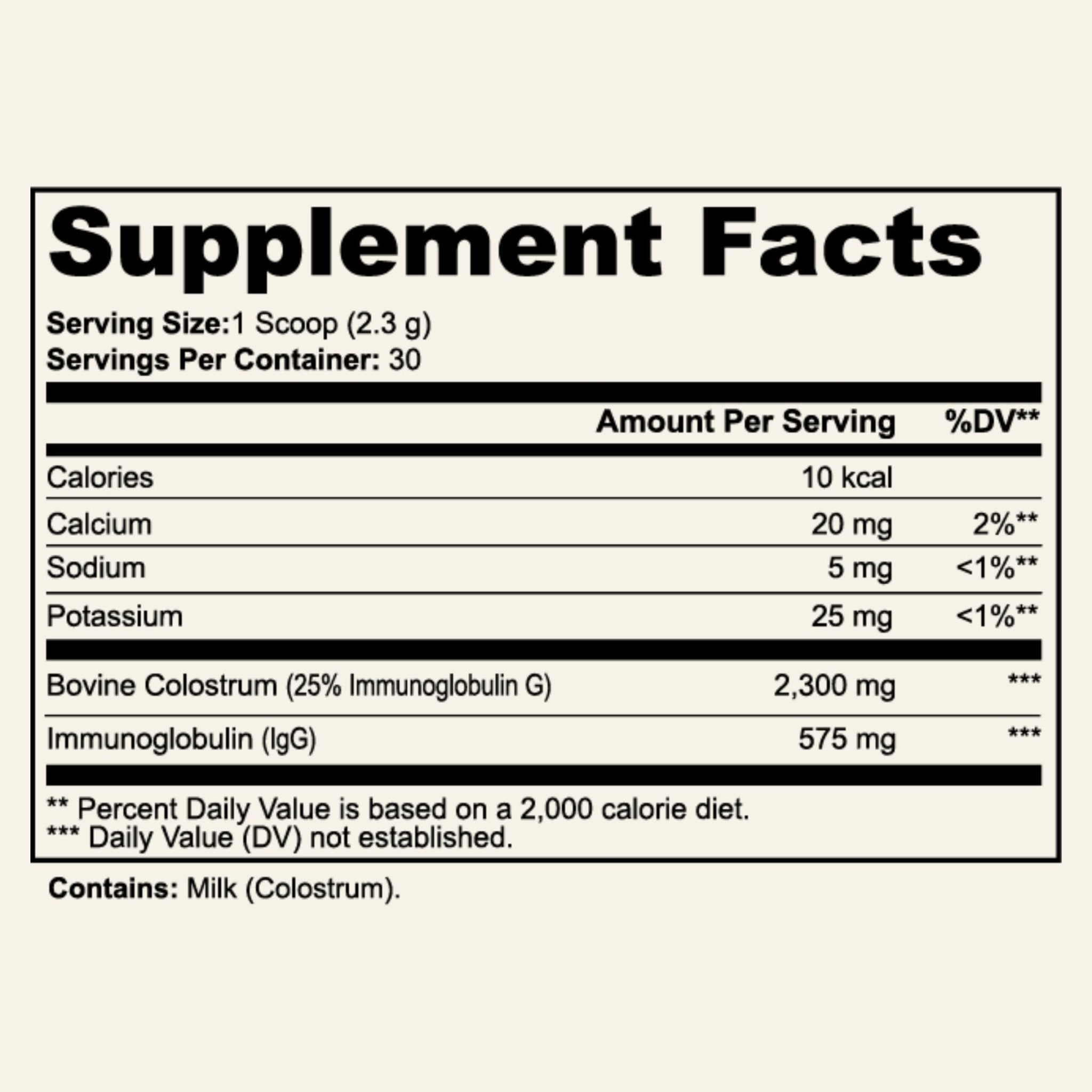 Sun Vitals Bovine Colostrum Powder 2300mg – 575mg IgG Per Serving | 25% IgG Standardized | Gut Health & Immune Support | No Fillers, No Capsules | GMP-Certified, 3rd Party Tested | 30 Servings - TrustMedUSA