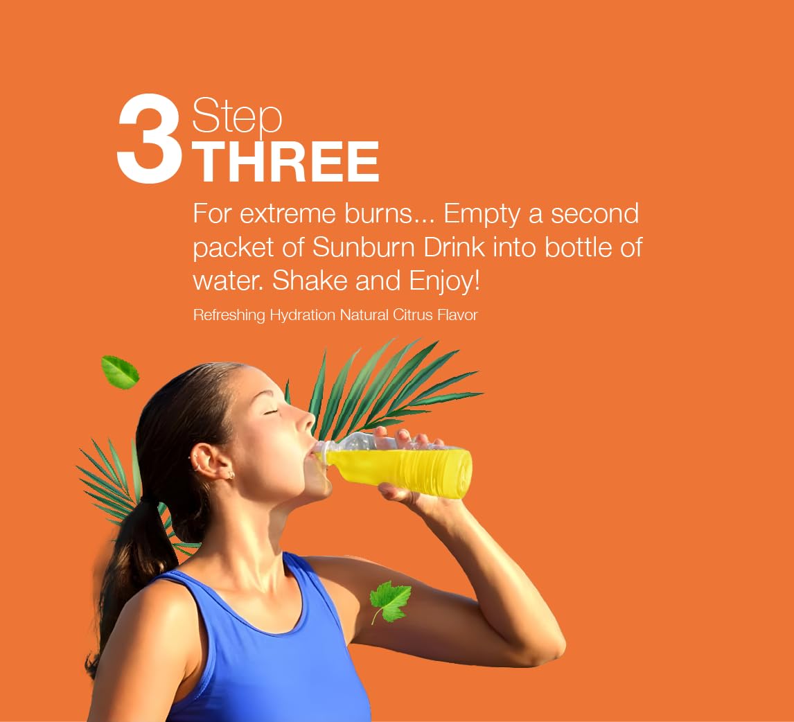 Sunburn Drink - Twin Pack - After Sun Skin Care - Supports Healthy Skin from The Inside Out -Promotes Hydration - Sun Damage Support - Mix with Water - Travel Size - TrustMedUSA