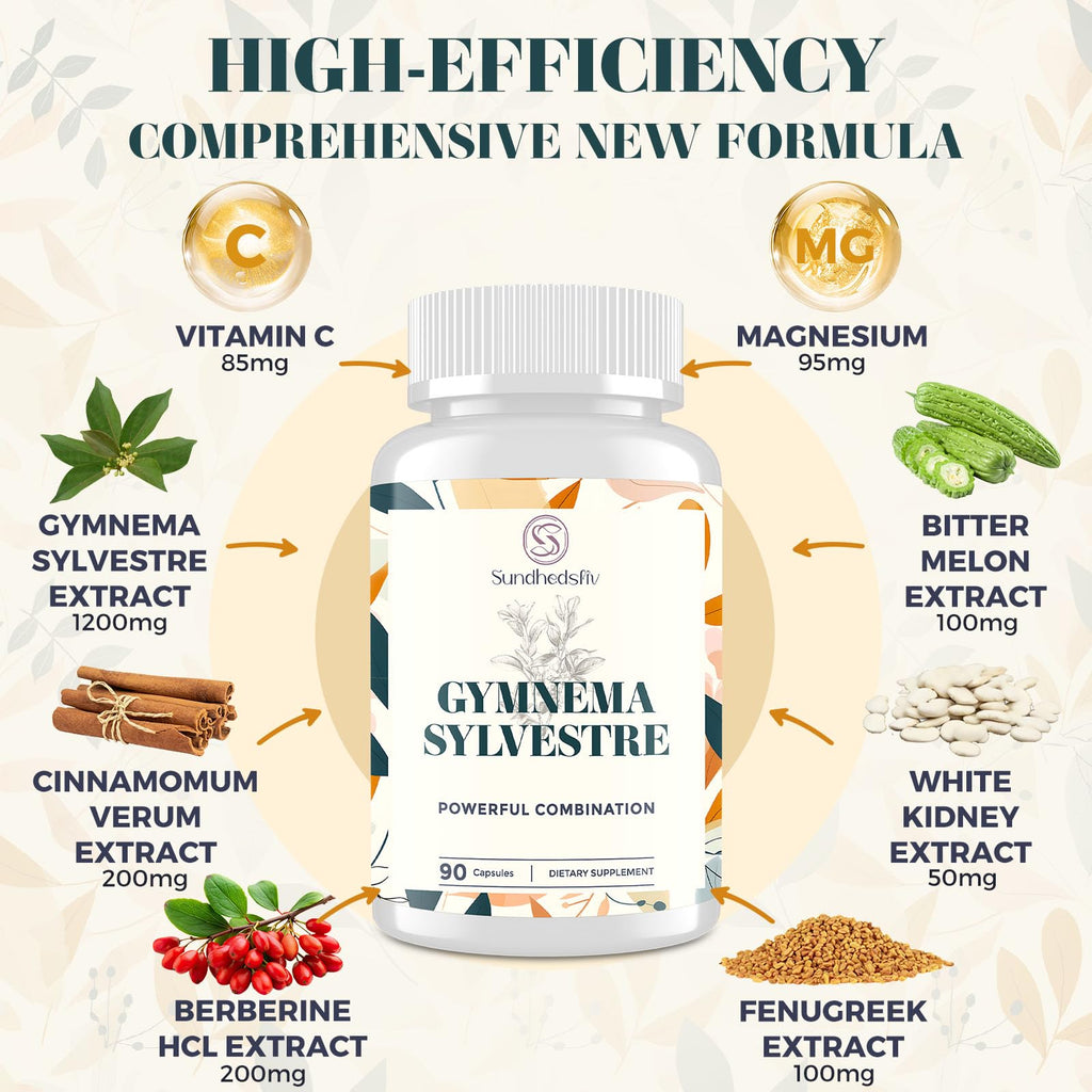 Sundhedsliv 16 in 1 Blxxd Sugr Effective Gymnema Sylvestre Supplement 2100MG | with Berberine, Cinnamon, Bitter Melon | Vitamins, Magnesium & Chromium | 2Pack - TrustMedUSA