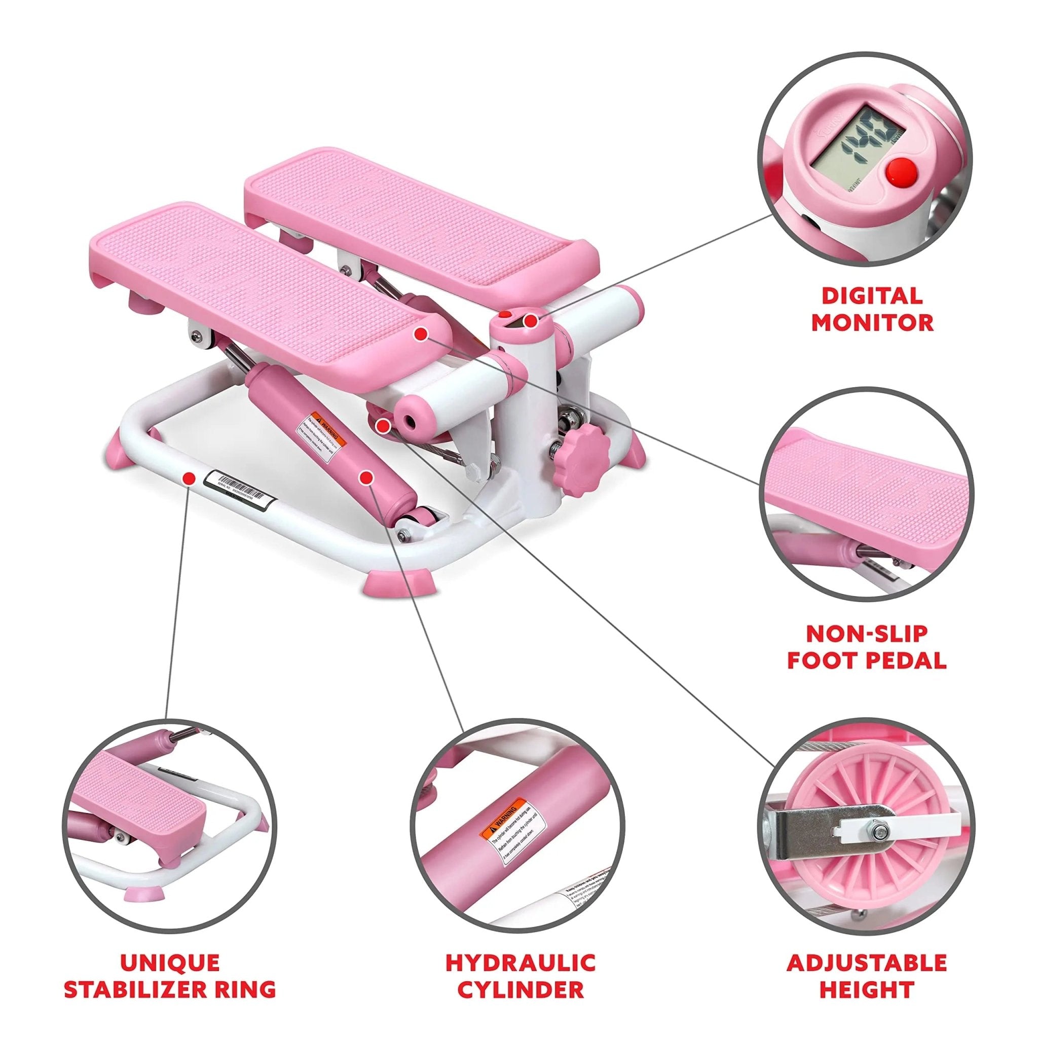 Sunny Health & Fitness Mini Stepper for Exercise Low-Impact Stair Step Cardio Equipment - TrustMedUSA