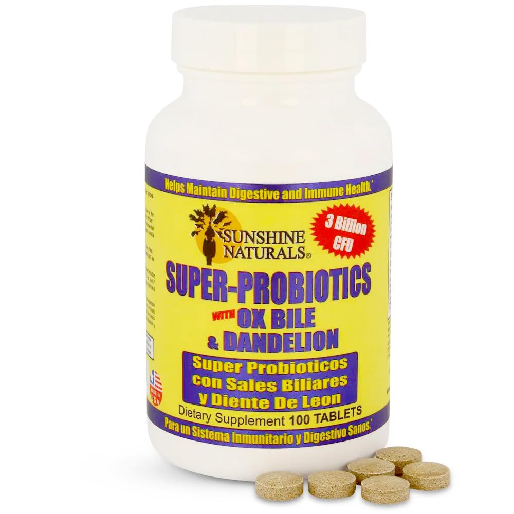 Sunshine Naturals Super Probiotics Supplement. Improves Digestion, Gut Health, Immune System Support, and Healthy Bowel Function. Promotes Healthy Flora. 100 Capsules. - TrustMedUSA