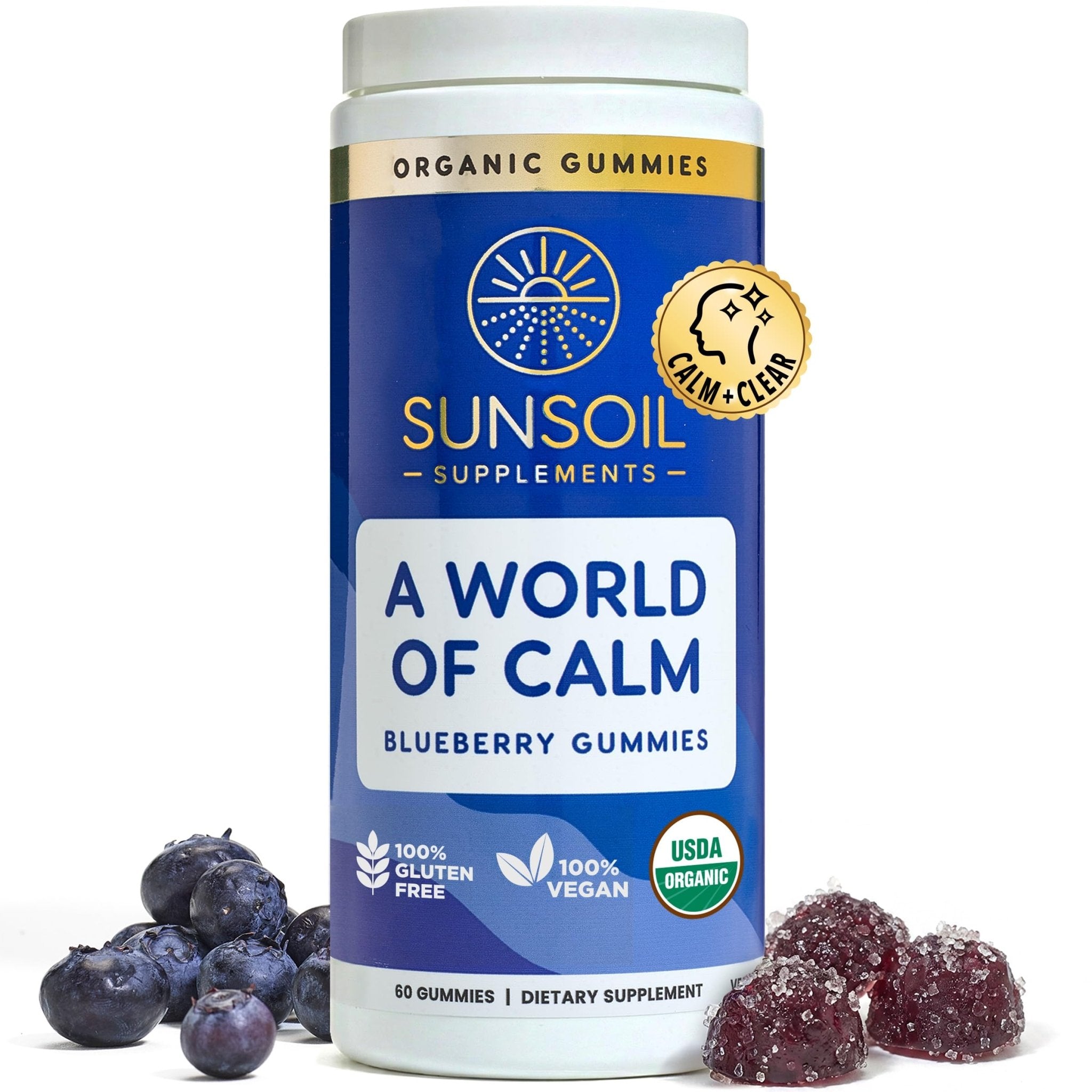 Sunsoil A World of Calm Organic Gummies, USDA Certified Organic, No Glucose, Vegan, Gluten-Free, Plant-Based - TrustMedUSA