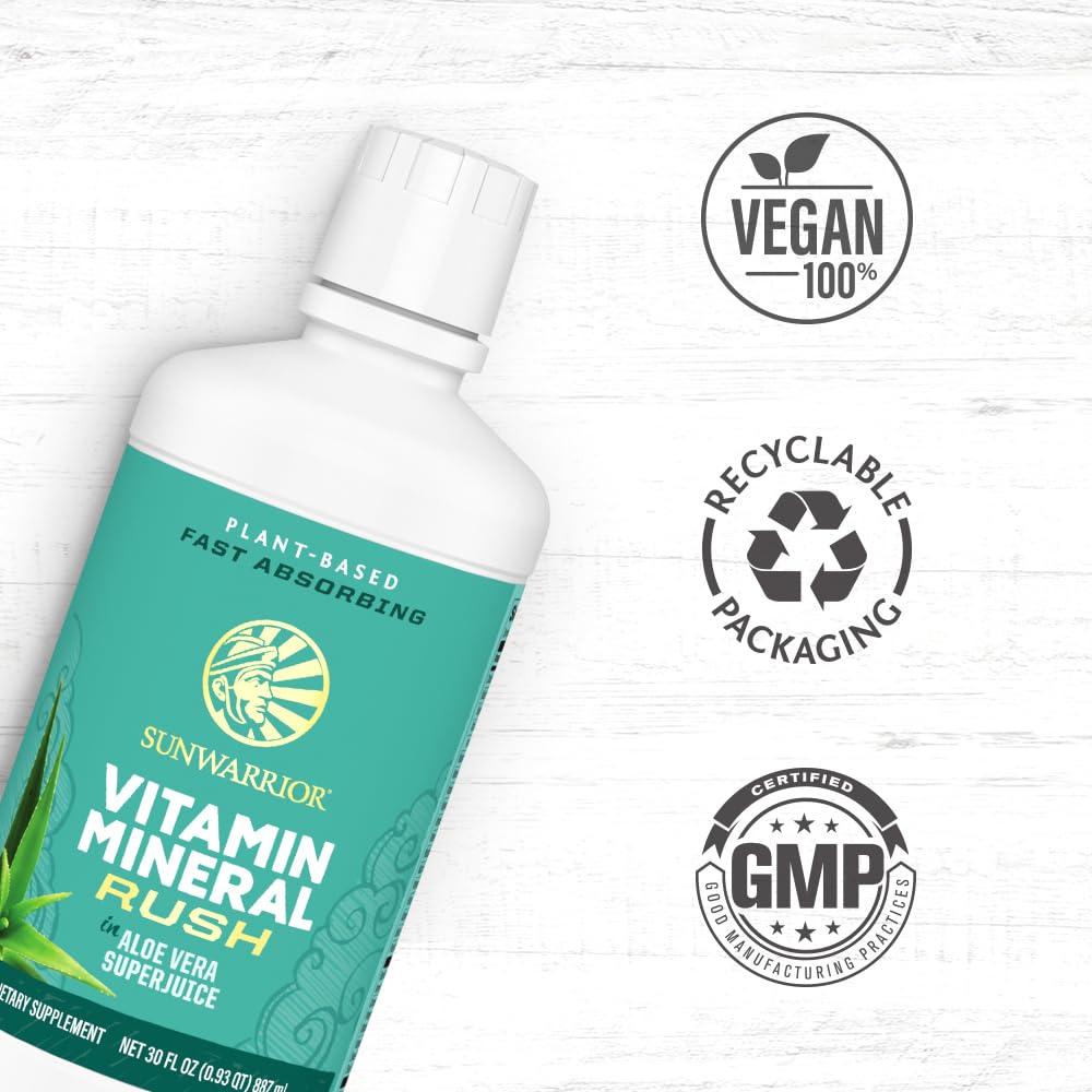 Sunwarrior Liquid Multivitamin Supplements & Minerals Vegan Plant-Based with Aloe Vera for Men and Women | Energy & Immune Support Gluten Sugar Dairy Free | 30 Fl Oz - TrustMedUSA
