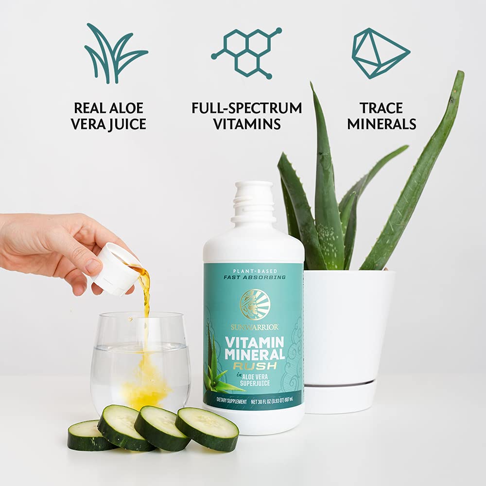 Sunwarrior Liquid Multivitamin Supplements & Minerals Vegan Plant-Based with Aloe Vera for Men and Women | Energy & Immune Support Gluten Sugar Dairy Free | 30 Fl Oz - TrustMedUSA