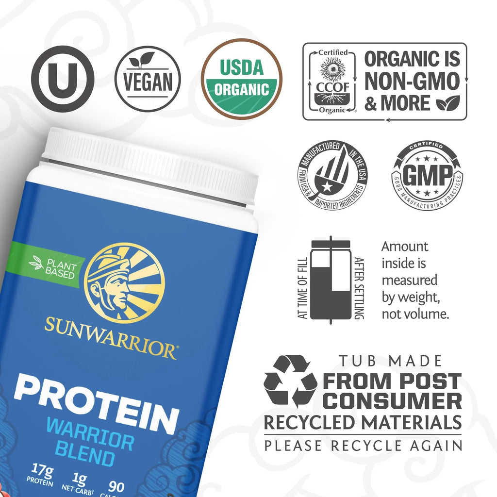 Sunwarrior Vegan Protein Powder Organic Plant-Based Protein | BCAA Amino Acids Hemp Seed Plant Protein | Soy Free Dairy Free Gluten Free Synthetic Free Non-GMO - TrustMedUSA