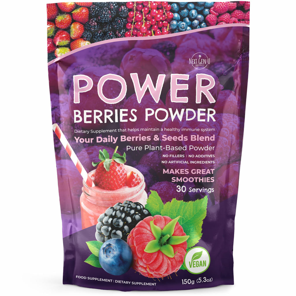 Super Berry Powder - 150g - Immune Support - Food Supplement - Superfood Berries - Smoothie Mix for Shakes - Healthy Boost for Detox Juice Beverages or Any Drink - by NextGenU - TrustMedUSA