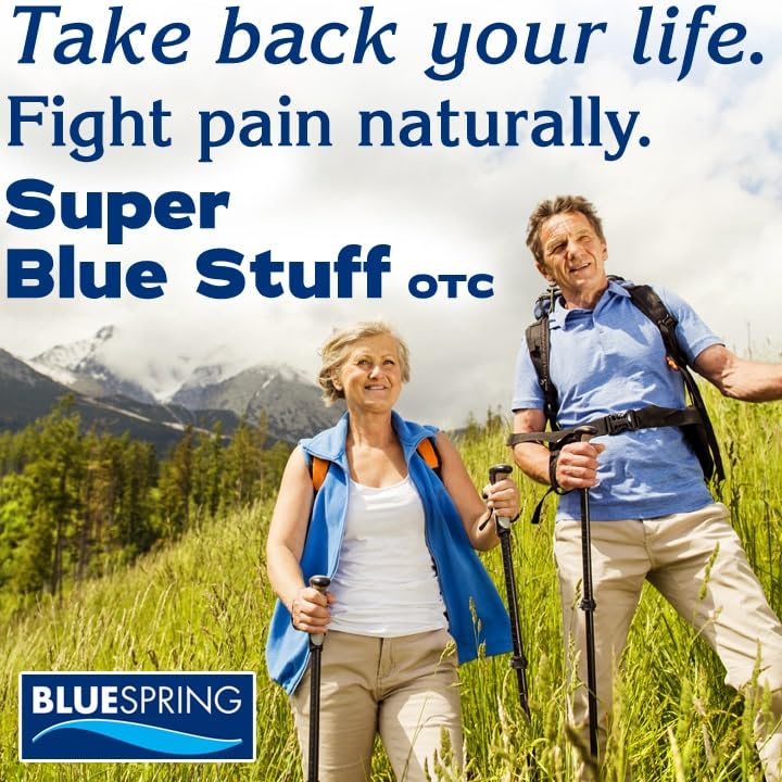 Super Blue Stuff OTC 12-oz. Pump Bottle - Natural, Made in USA, Paraben-free, Works in As Little As 5 Minutes for Joint/Muscle Pain, Backaches, Sprains/Strains, Bruises & Arthritis by Blue Spring - TrustMedUSA