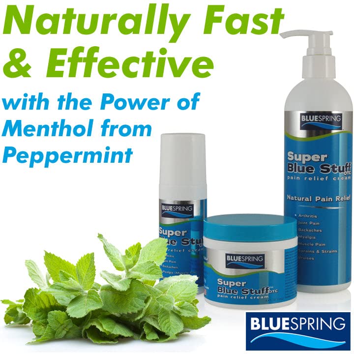 Super Blue Stuff OTC 12-oz. Pump Bottle - Natural, Made in USA, Paraben-free, Works in As Little As 5 Minutes for Joint/Muscle Pain, Backaches, Sprains/Strains, Bruises & Arthritis by Blue Spring - TrustMedUSA