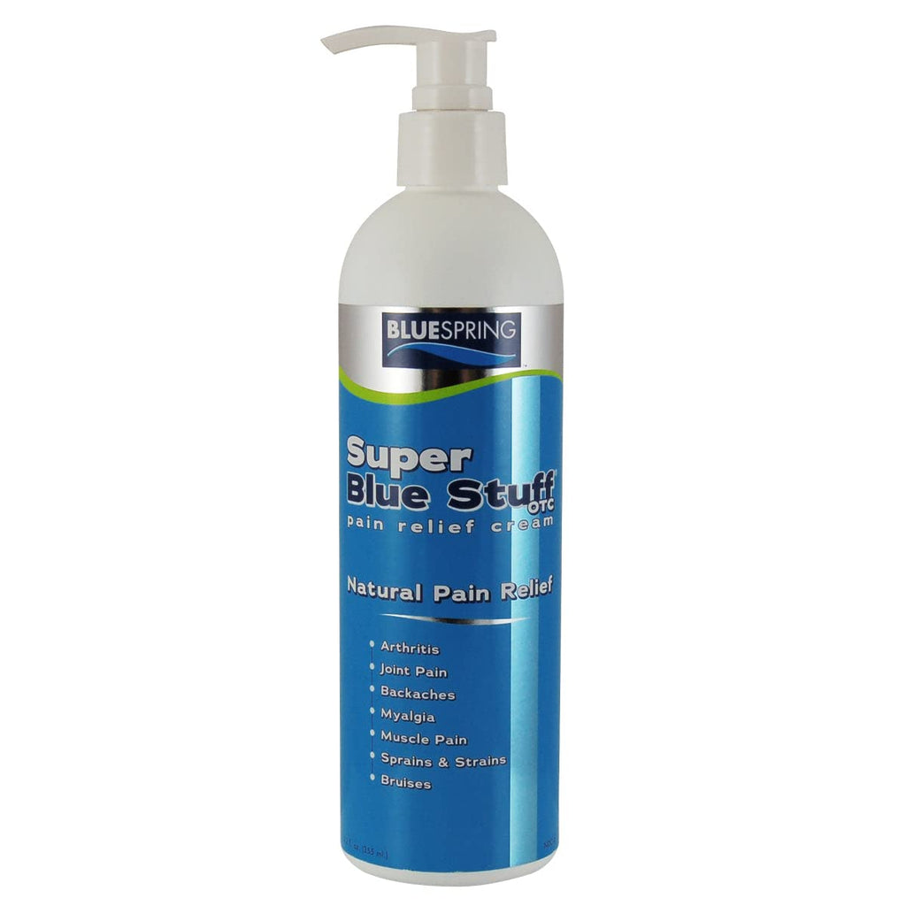Super Blue Stuff OTC 12-oz. Pump Bottle - Natural, Made in USA, Paraben-free, Works in As Little As 5 Minutes for Joint/Muscle Pain, Backaches, Sprains/Strains, Bruises & Arthritis by Blue Spring - TrustMedUSA