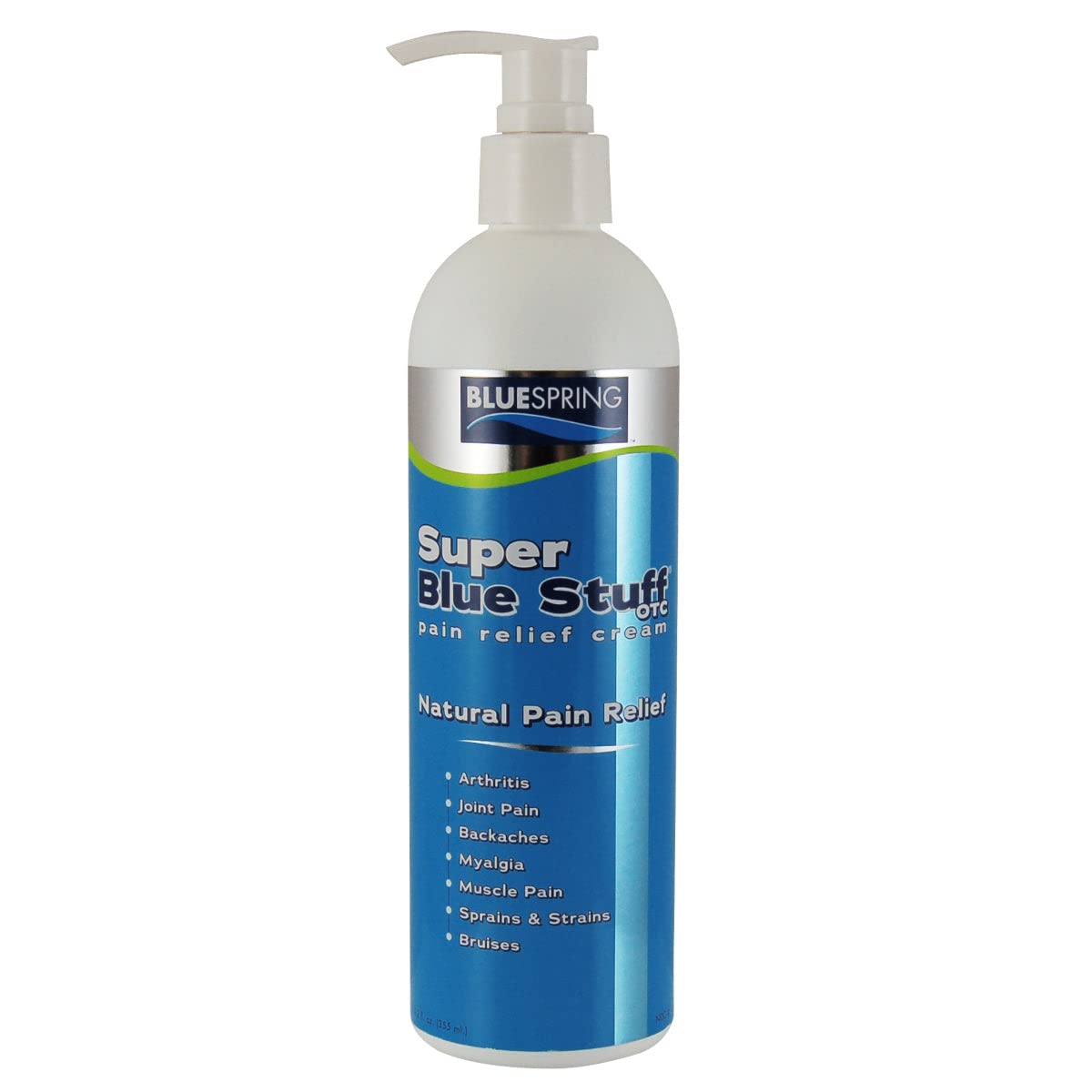 Super Blue Stuff OTC 12-oz. Pump Bottle - Natural, Made in USA, Paraben-free, Works in As Little As 5 Minutes for Joint/Muscle Pain, Backaches, Sprains/Strains, Bruises & Arthritis by Blue Spring - TrustMedUSA