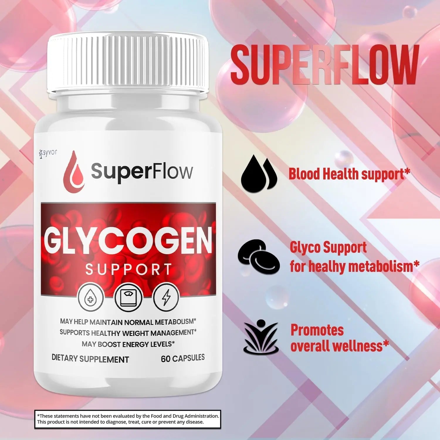 Super Flow Glycogen Support, Official SuperFlow Advanced Formula Glyco Optimizer Capsules, All Natural Super Flow Glycogen Pills, Daily Wellness Supplement to Support Healthy Balance (60 Capsules) - TrustMedUSA