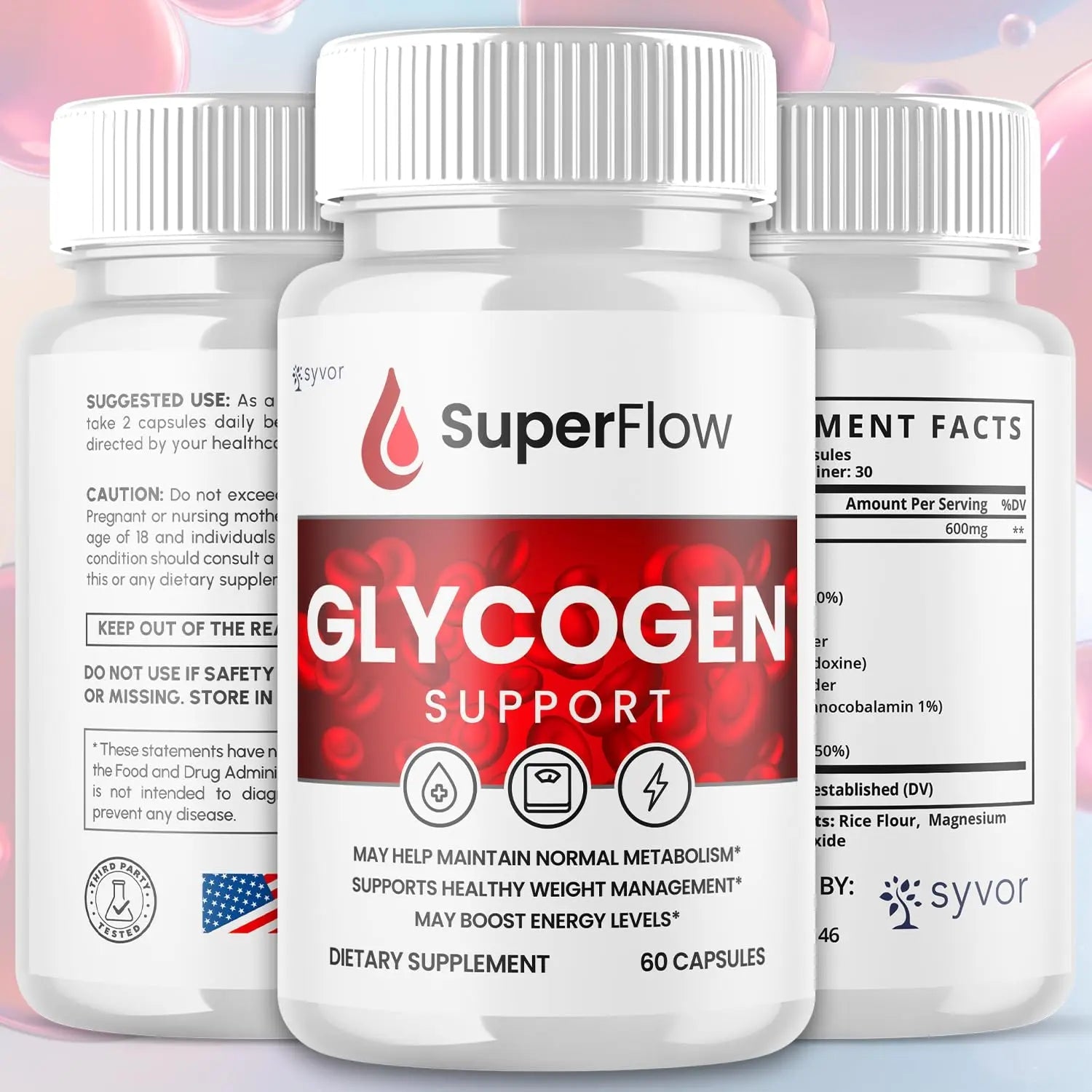 Super Flow Glycogen Support, Official SuperFlow Advanced Formula Glyco Optimizer Capsules, All Natural Super Flow Glycogen Pills, Daily Wellness Supplement to Support Healthy Balance (60 Capsules) - TrustMedUSA