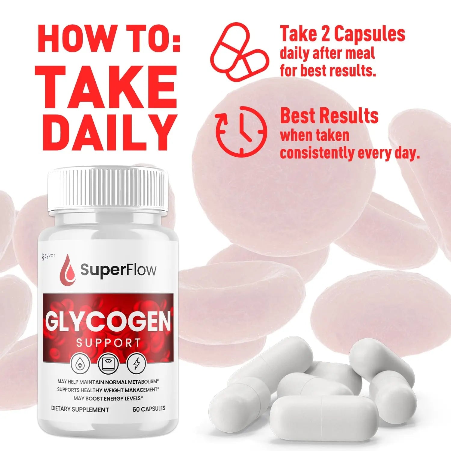 Super Flow Glycogen Support, Official SuperFlow Advanced Formula Glyco Optimizer Capsules, All Natural Super Flow Glycogen Pills, Daily Wellness Supplement to Support Healthy Balance (60 Capsules) - TrustMedUSA