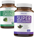 Super Greens & Antioxidants (2-Month Supply) Antioxidant Power Greens Bundle of Organic Super Greens Powder - Complete Superfood (120 Capsules) & Super Antioxidants - Powerful Superfood (120 Capsules) - TrustMedUSA