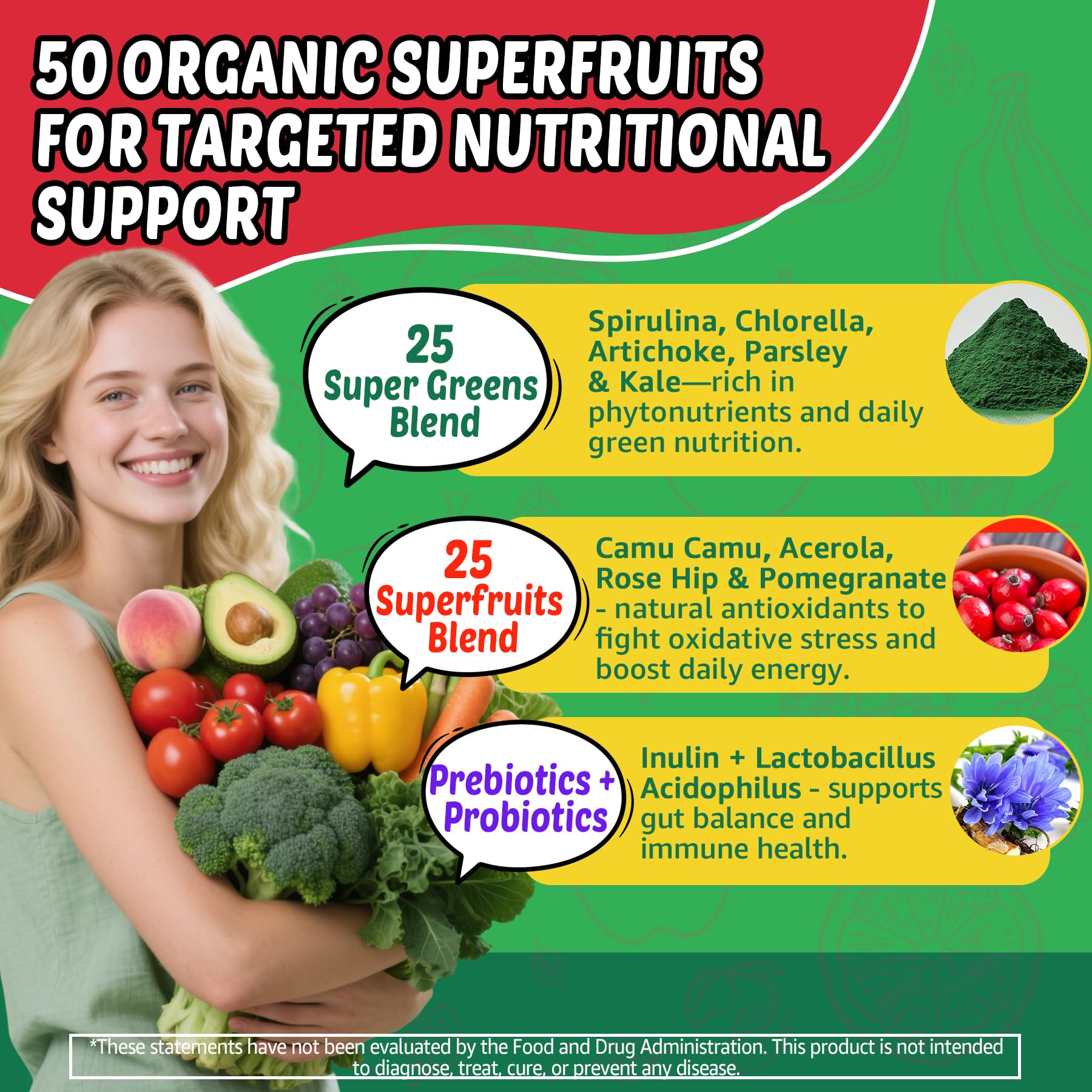 Super Greens Gummies, Daily Green Superfood Supplement w/Spirulina, Chlorella, Mushrooms, Probiotics, Multivitamins, 50+ Super Greens & Veggies Gummies to Boost Immunity, Energy & Gut Health, 120cts - TrustMedUSA