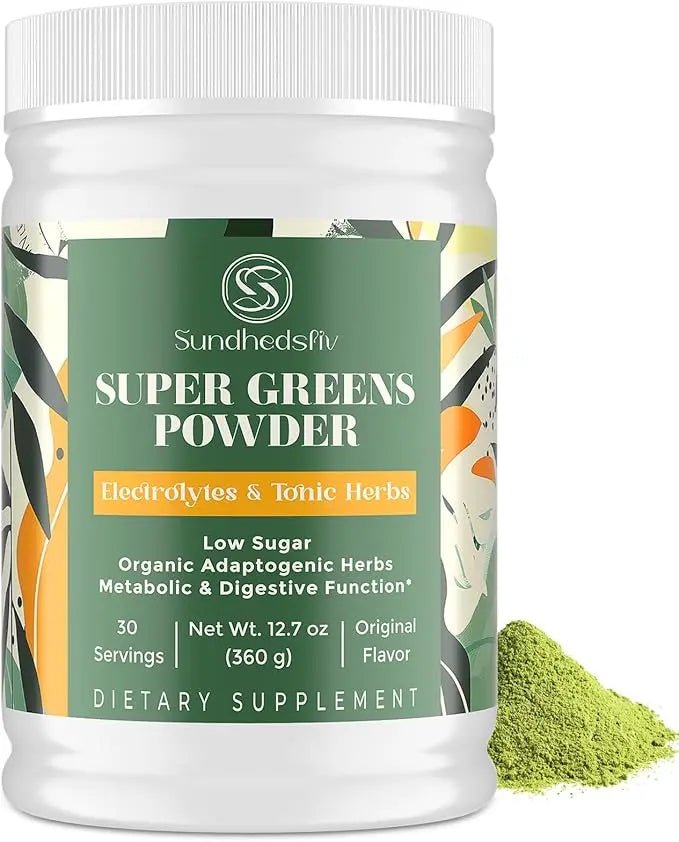 Super Greens Powder Superfood + Electrolytes & Tonic Herbs | Organic Greens, Shilajit, Adaptogens, Antioxidants, Preobiotic & Probiotic & Postbiotic| for Energy, Gut & Immune| Unflavored - 30 Servings - TrustMedUSA