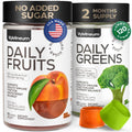 Super Greens + Super Fruits Gummies (Fruits/Greens Powder in Gummies Form) - 600mg Greens Blend + 600mg Fruits Blend for Immune Support, Sugar Free, Vegetarian, Non-GMO, 2-Pack (120 Gummies) - TrustMedUSA