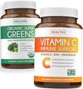 Super Greens & Vitamin C (1-Month Supply) Greens & C Synergy Bundle of Organic Super Greens Powder - Complete Superfood (60 Capsules) & & Vitamin C Immune Support (60 Vegetarian Caps)(Non-GMO) - TrustMedUSA
