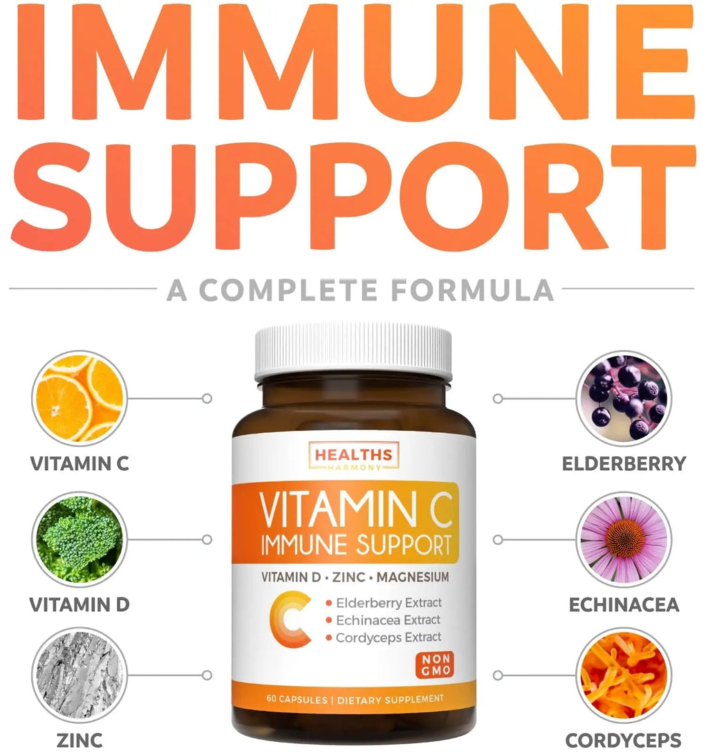 Super Greens & Vitamin C (1-Month Supply) Greens & C Synergy Bundle of Organic Super Greens Powder - Complete Superfood (60 Capsules) & & Vitamin C Immune Support (60 Vegetarian Caps)(Non-GMO) - TrustMedUSA