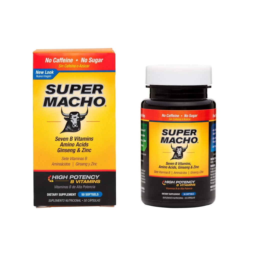 Super Macho Dietary Supplement with High Potency Zinc & 7 B Vitamins, No Preservatives, Sugar or Caffeine, Made in USA, 50 Softgels (3 Pack) - TrustMedUSA
