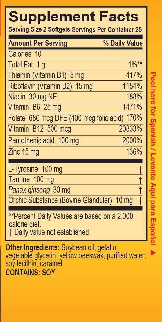 Super Macho Dietary Supplement with High Potency Zinc & 7 B Vitamins, No Preservatives, Sugar or Caffeine, Made in USA, 50 Softgels (3 Pack) - TrustMedUSA