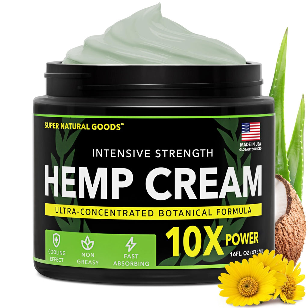 Super Natural Goods Hemp Cream with Hemp Oil, Turmeric, Arnica & Menthol – Botanical Cream with a Cooling Sensation for Localized Application (16oz) - TrustMedUSA