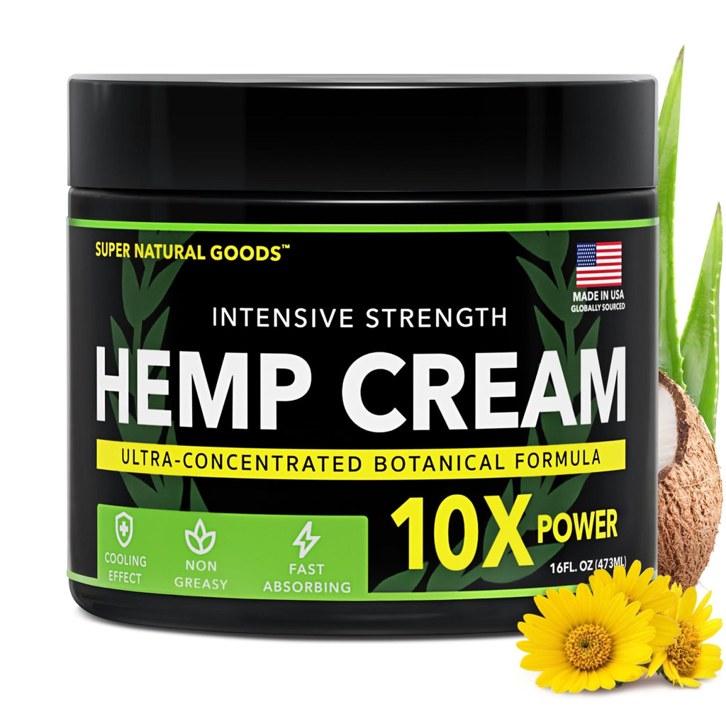 Super Natural Goods Hemp Cream with Hemp Oil, Turmeric, Arnica & Menthol – Botanical Cream with a Cooling Sensation for Localized Application (16oz) - TrustMedUSA