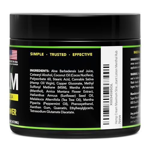 Super Natural Goods Hemp Cream with Hemp Oil, Turmeric, Arnica & Menthol – Botanical Cream with a Cooling Sensation for Localized Application (16oz) - TrustMedUSA