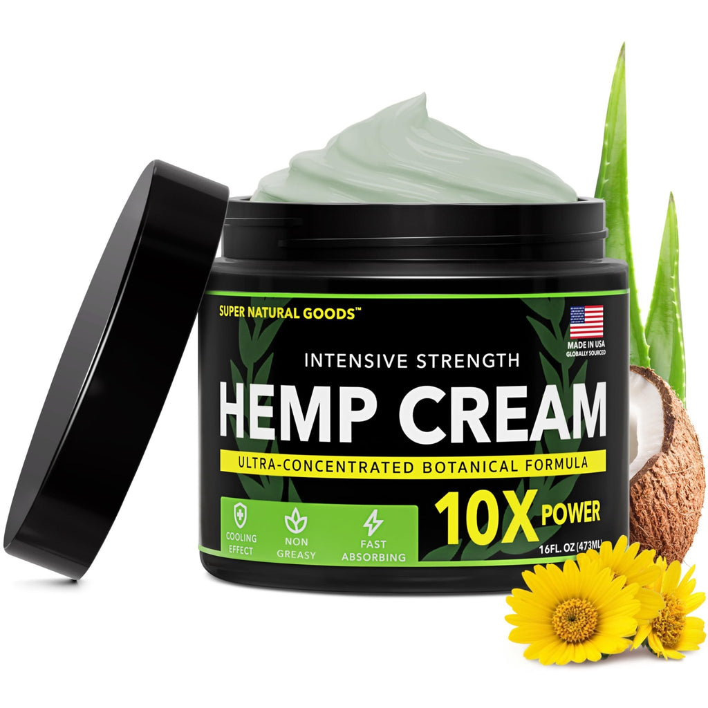Super Natural Goods Hemp Cream with Hemp Oil, Turmeric, Arnica & Menthol – Botanical Cream with a Cooling Sensation for Localized Application (16oz) - TrustMedUSA