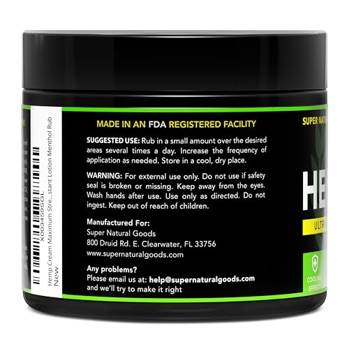 Super Natural Goods Hemp Cream with Hemp Oil, Turmeric, Arnica & Menthol – Botanical Cream with a Cooling Sensation for Localized Application (16oz) - TrustMedUSA