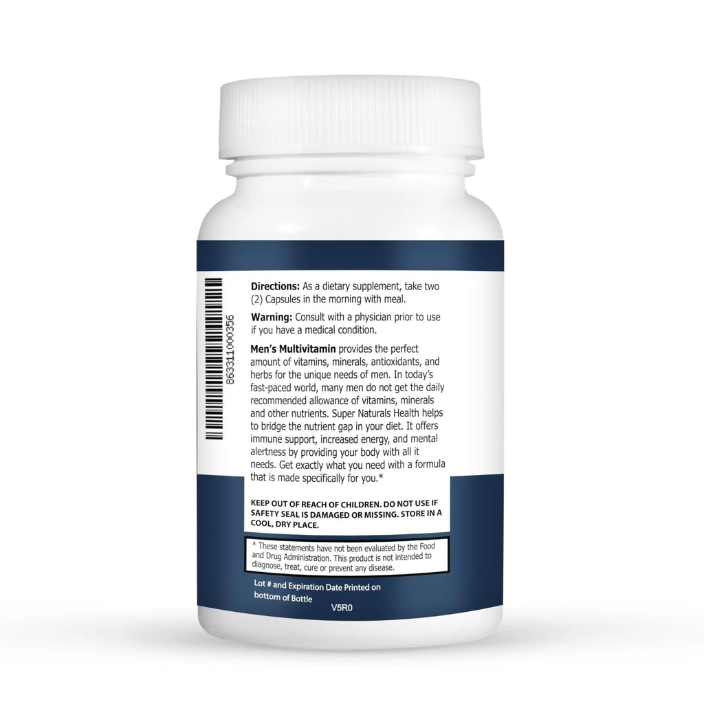 Super Naturals Men's Daily Multivitamin Energy Enhancer and Immune System Support for Men (60 Capsules, 30 Day Supply) - TrustMedUSA
