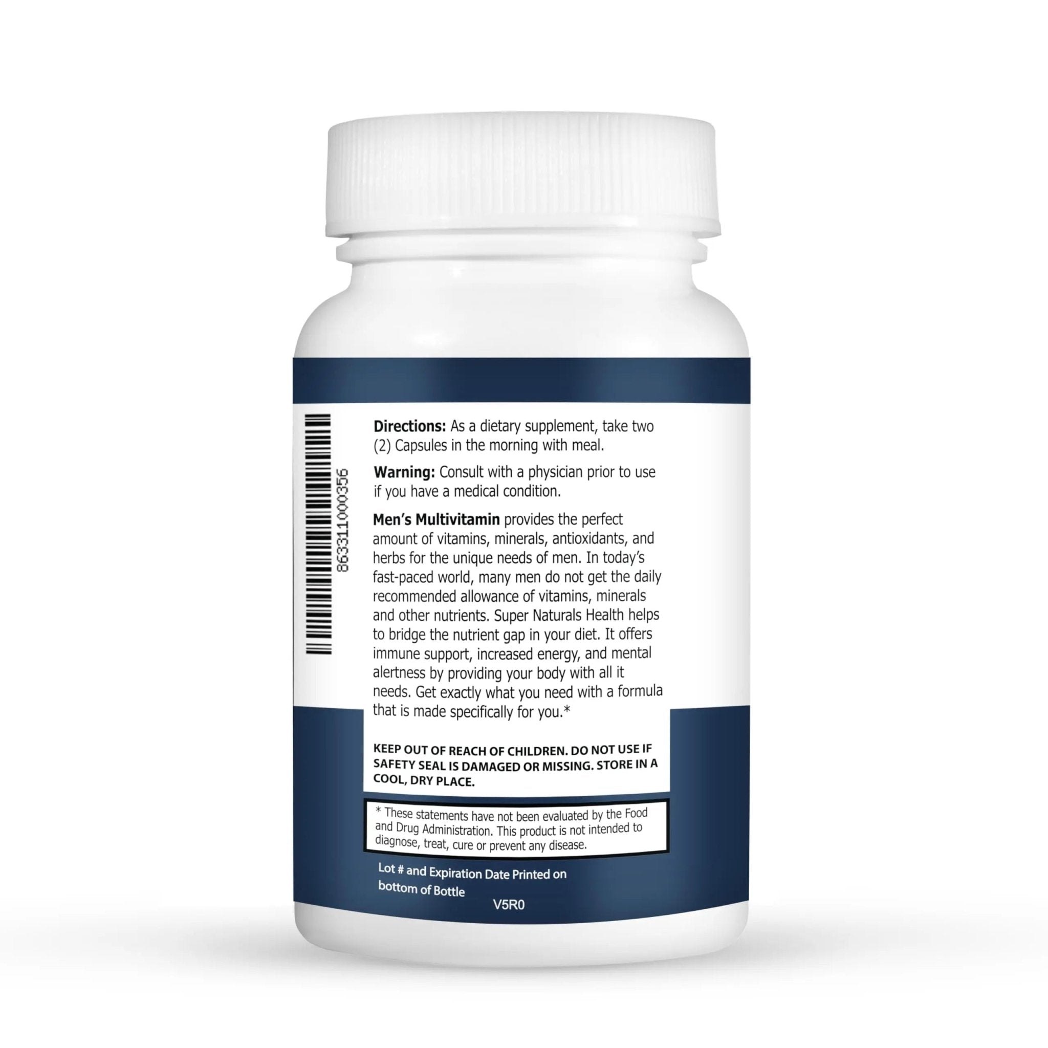 Super Naturals Men's Daily Multivitamin Energy Enhancer and Immune System Support for Men (60 Capsules, 30 Day Supply) - TrustMedUSA