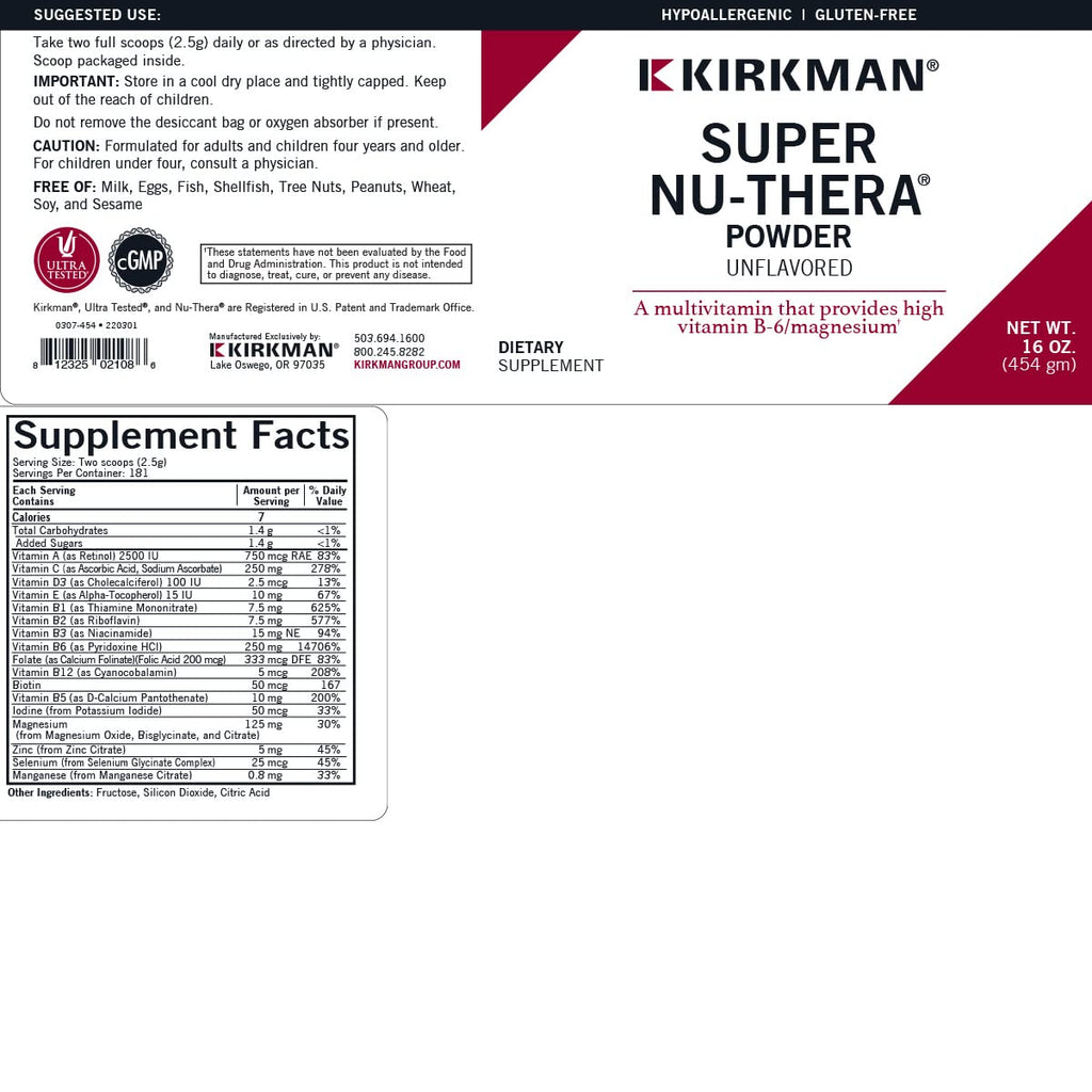 Super Nu-Thera Powder - Hypoallergenic - Unflavored - 16 Ounces - TrustMedUSA