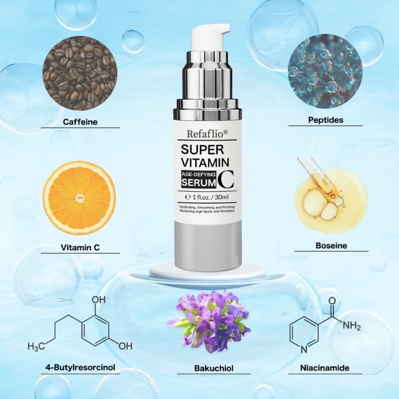 Super Vitamin C Serum for Women over 70, Rapid Anti Aging Cream, Face Lift Cream, Hydrates, Softens, Lifts and Firms, Fights Wrinkles, Advanced Super Serum C 3PCS. (90ml) - TrustMedUSA