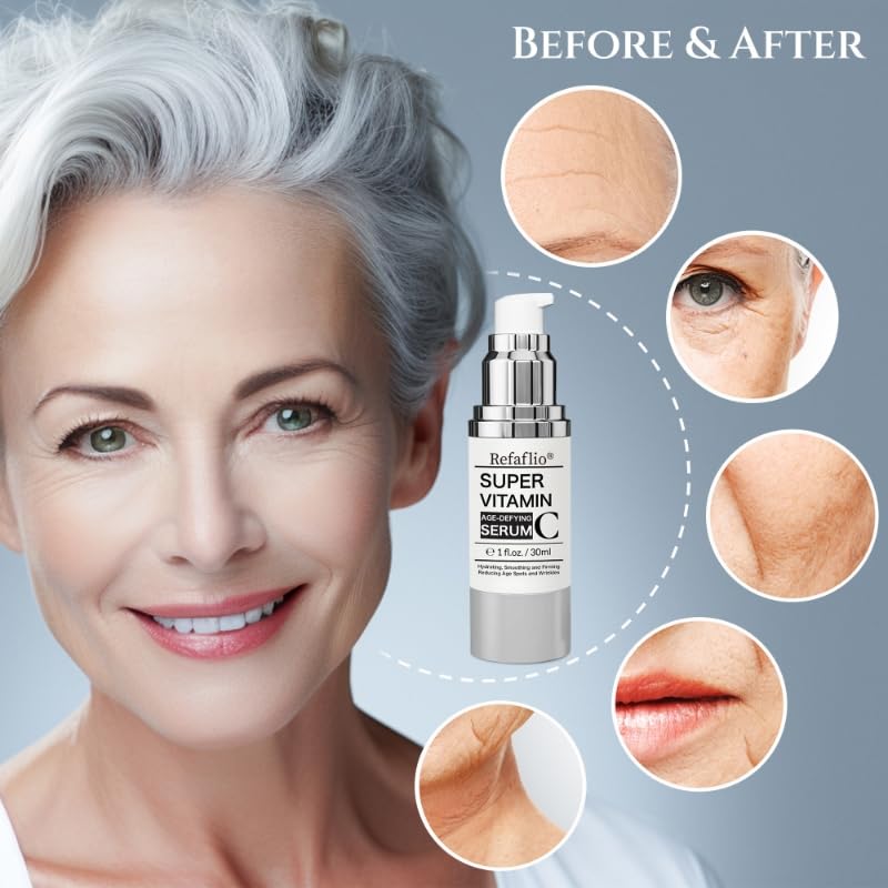 Super Vitamin C Serum for Women over 70, Rapid Anti Aging Cream, Face Lift Cream, Hydrates, Softens, Lifts and Firms, Fights Wrinkles, Advanced Super Serum C 3PCS. (90ml) - TrustMedUSA