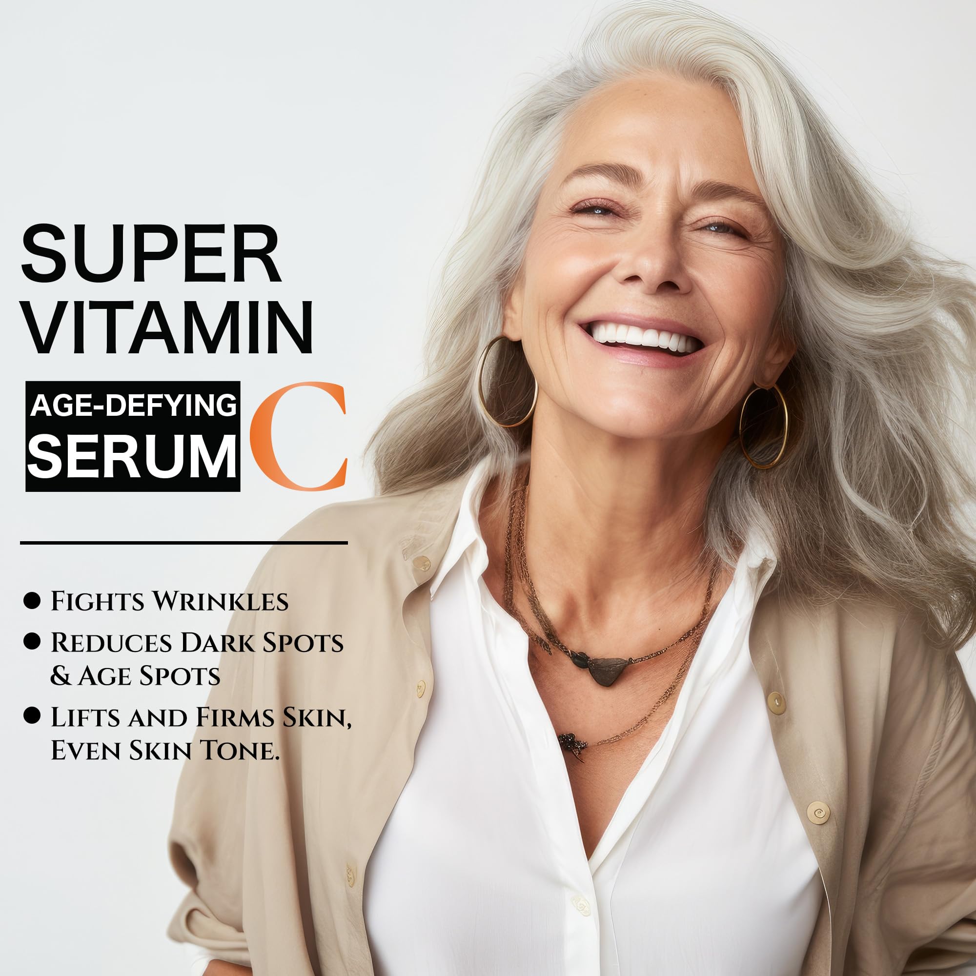 Super Vitamin C Serum for Women over 70, Rapid Anti Aging Cream, Face Lift Cream, Hydrates, Softens, Lifts and Firms, Fights Wrinkles, Advanced Super Serum C 3PCS. (90ml) - TrustMedUSA