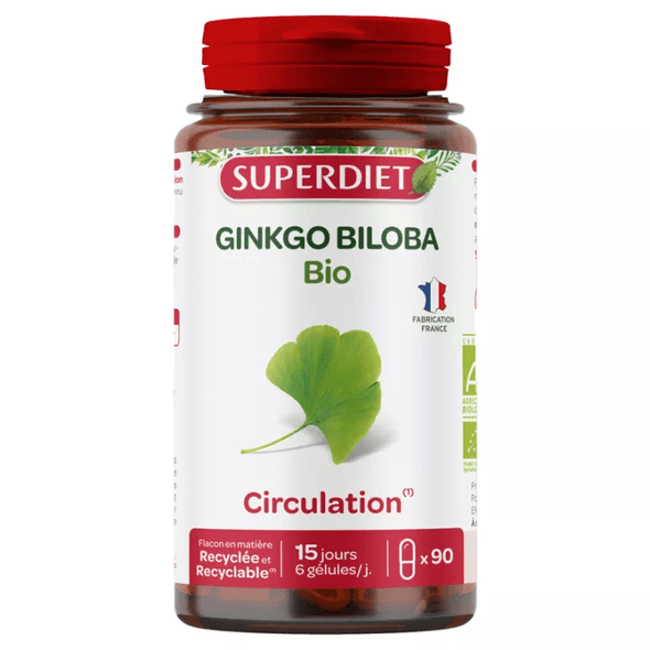 Superdiet Ginkgo Biloba Circulation Organic Capsules - TrustMedUSA