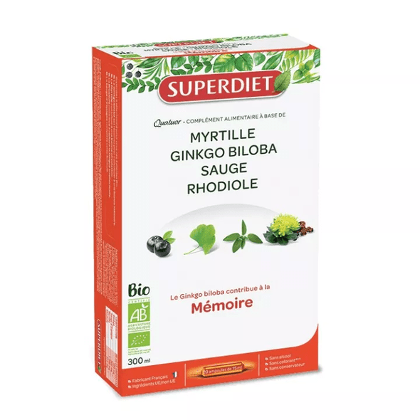 Superdiet Quatuor Bio Mémoire 20 Ampoules - TrustMedUSA