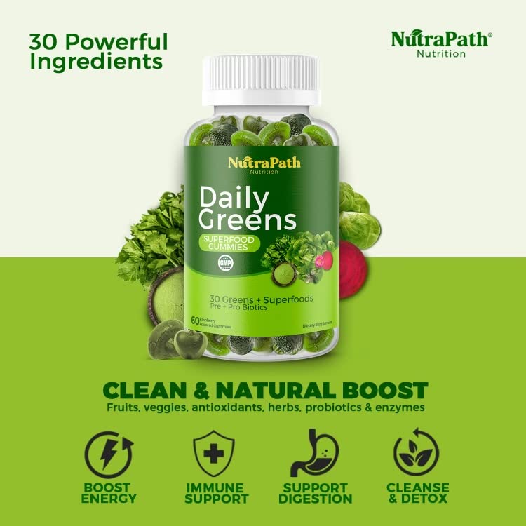 Superfood Daily Greens Gummies - Fruits, Veggies, and Super Foods for Immunity, Energy - 60 Gummies - TrustMedUSA