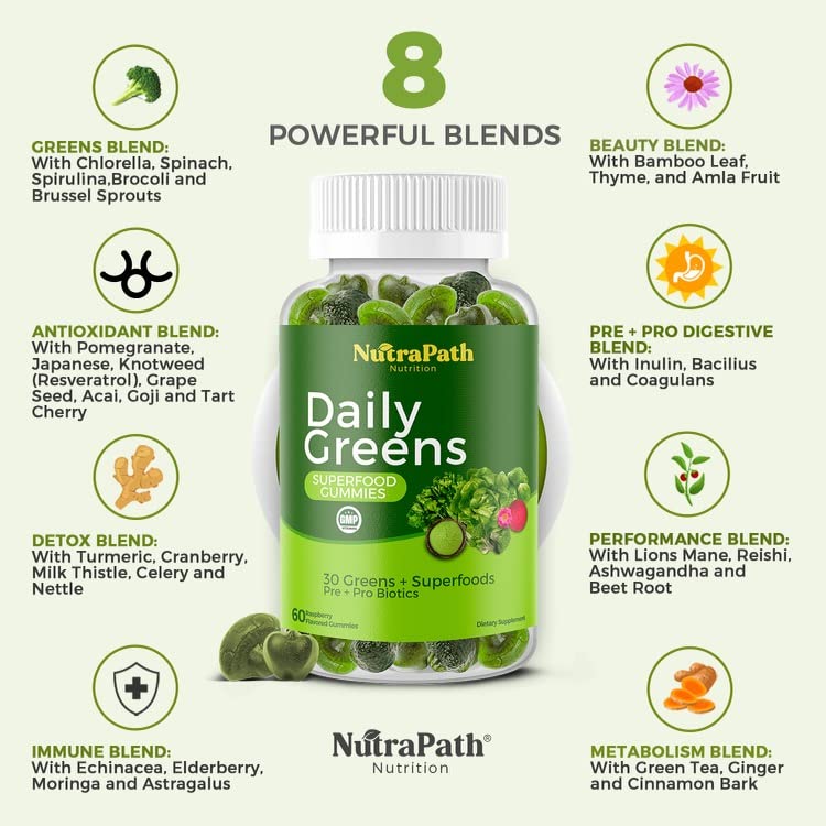Superfood Daily Greens Gummies - Fruits, Veggies, and Super Foods for Immunity, Energy - 60 Gummies - TrustMedUSA